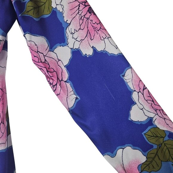 Natori Womens Floral Print Long Sleeve Blouse Top Size S Cotton Blend Blue Pink - Picture 4 of 7